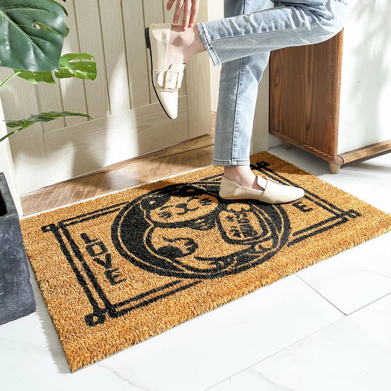 Real Coconut Doormats Cheap Plain Coir Door Mates Away Mud Customized Coir Aesthetic Door Mat