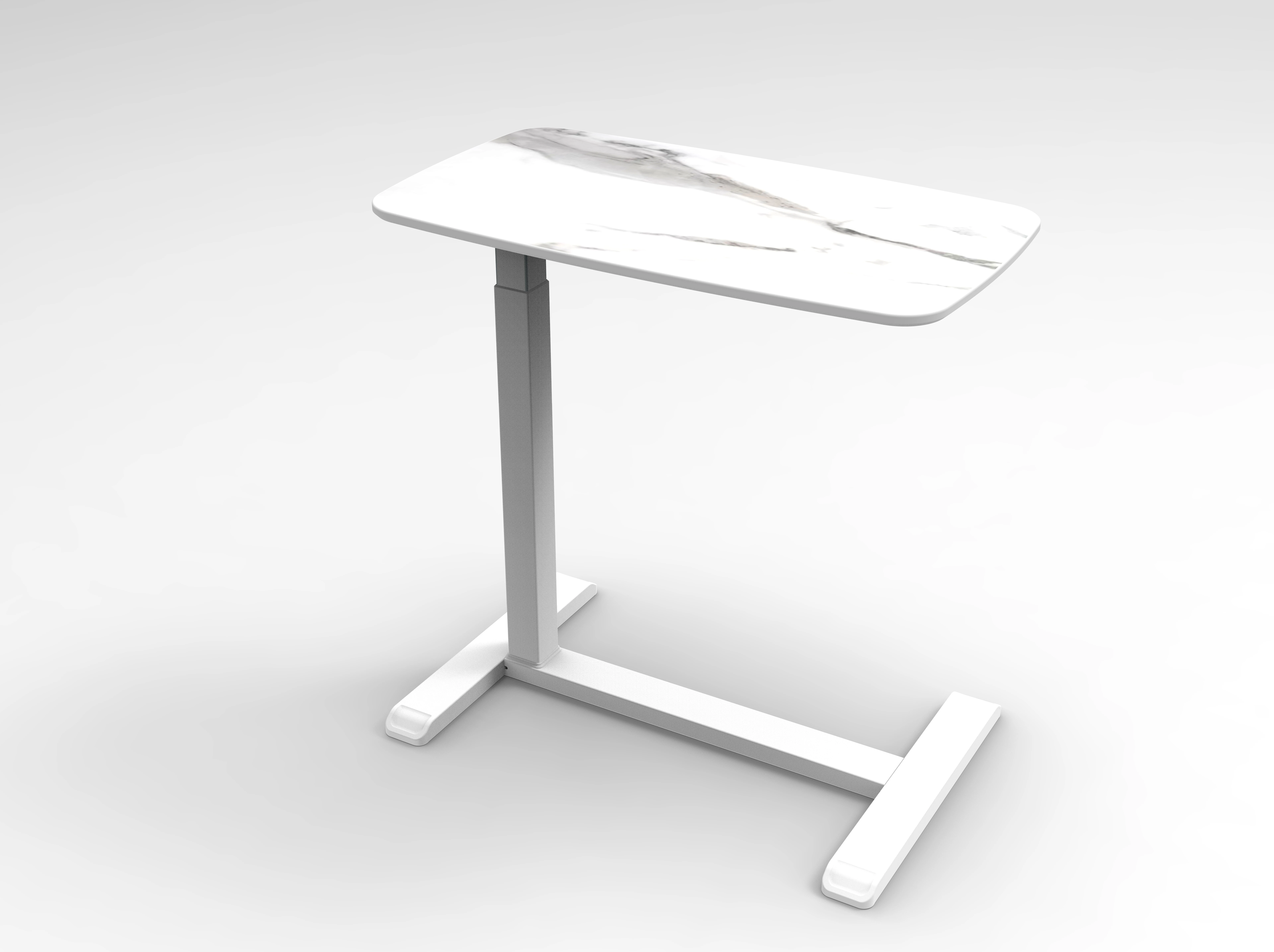 Hot sale modern ergonomic office sit stand mobile pneumatic adjustable square tube bedside desk standing single leg