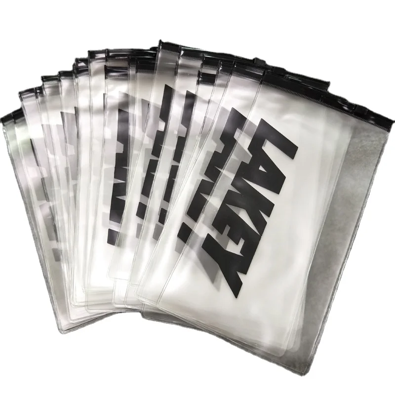 Waterproof PVC Custom Black Frosted Slider Zipper Pouch Bikini Swimwear Clothes Sock Plastic Packaging Zip lock Bag