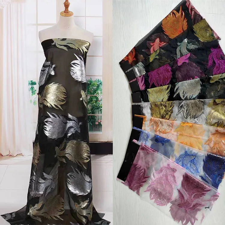 Fast delivery woven yarn dyed 150GSM dress fabric floral print brocade jacquard fabric luxury clothes jacquard fabric