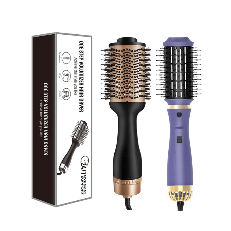 Multifunctional Salon Gold Hair Blow Dryer One Step Volumizer Styler Rotating Hot Air Brush
