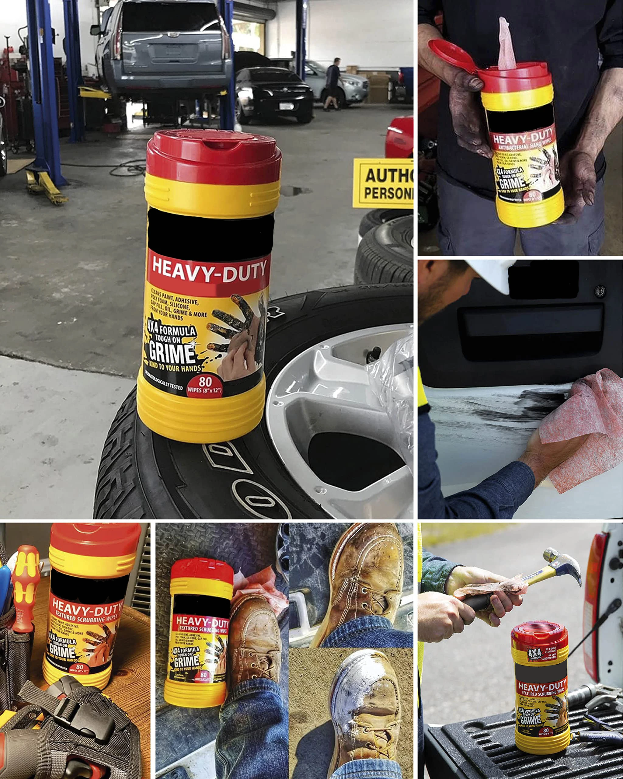 80 Count Textured Scrubbing Industrial Heavy Duty Cleaning Wipes For Removing Of Paint, Adhesive and Poly Foam