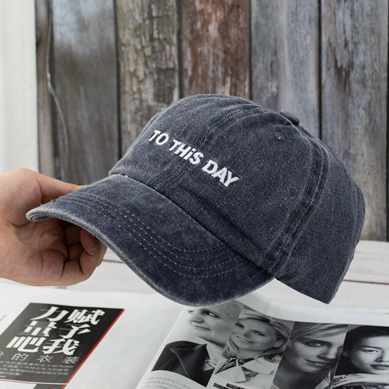 
Hot sale washed denim baseball cap sport cap with letter embroidery 