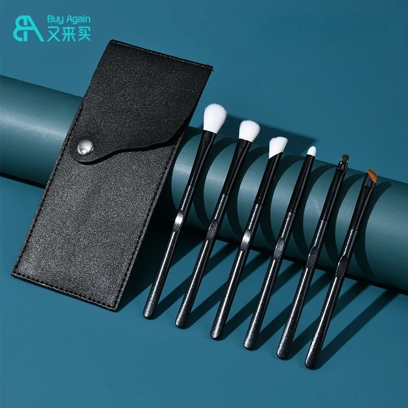 New Design Black Eye Makeup Brushes Set 6 Pcs 6piece Make up Detail Eyebrow Eyeliner Eyeshadow Brush Sets with Bag