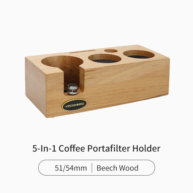 Custom Walnut Wood Espresso Accessories Three Piece Barista Tools Portafilter Distributor Coffee Tamper Filter With Stand Holder