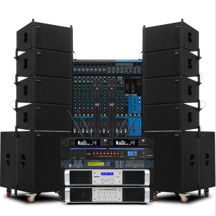 complete set  passive line array powered pa speakers and 18 inch bass with amplifier for stage prefomance powered speaker