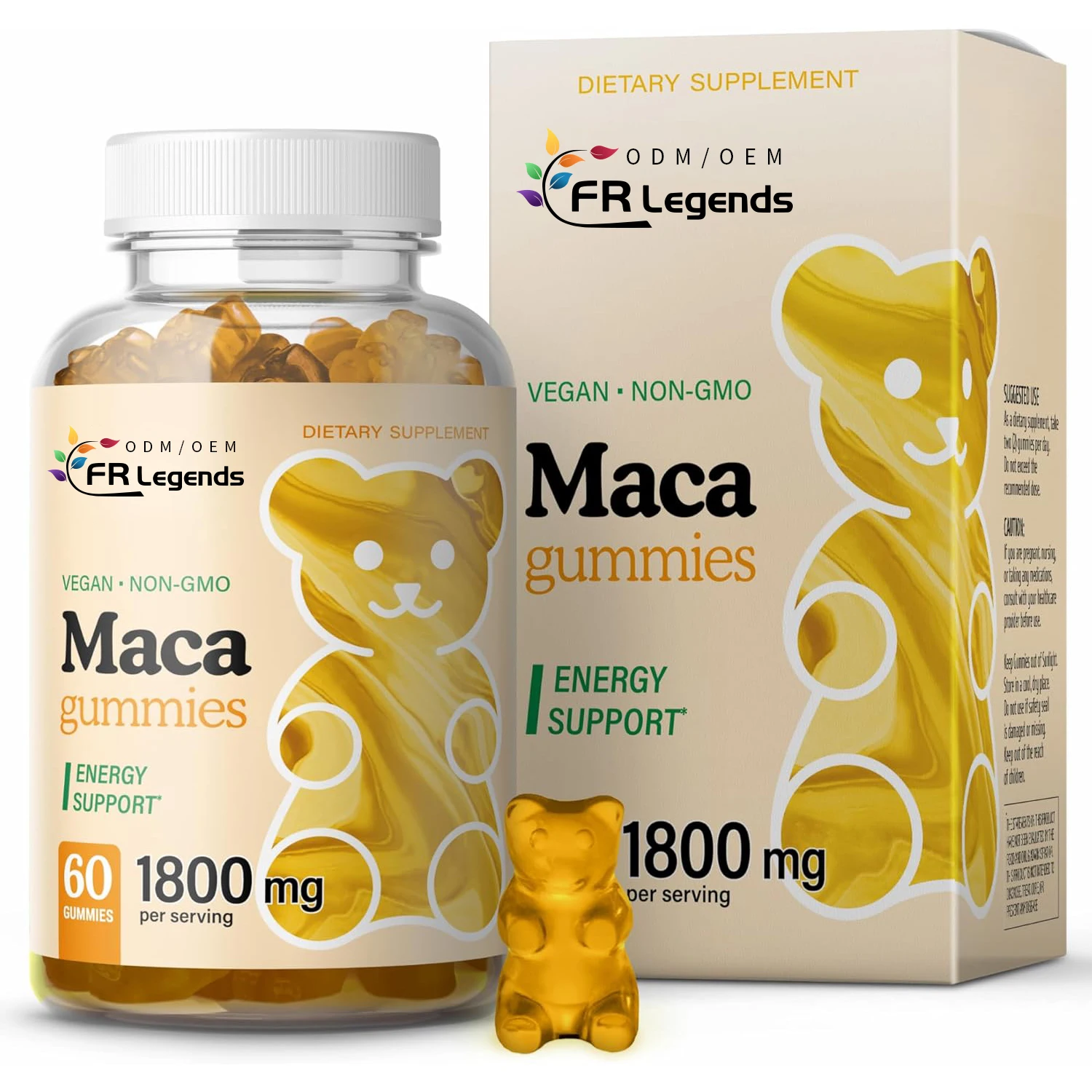 Custom Private Label Organic Maca Root Extract Gummy Stress Relief hormonal balance Black Maca Gummies for strong men and women
