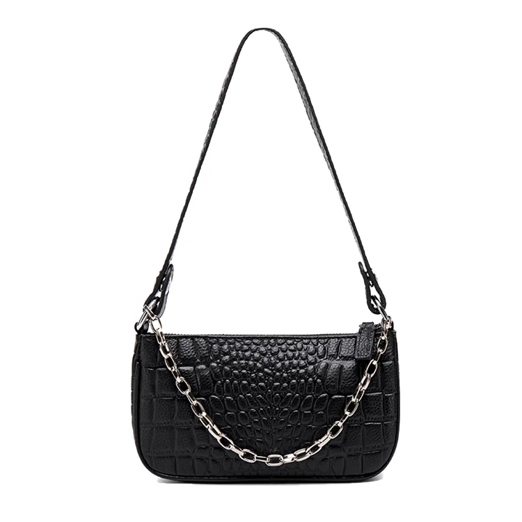 
AZB116 2021 Eco-friendly Real Genuine Alligator Leather Adjustable Chain Strap Zipper Cute Ladies Mini Shoulder Bags for Women 