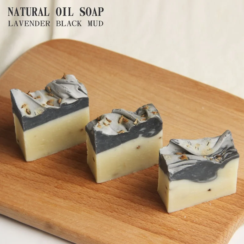 Jabones Artesanales 100% Natural Organic Skin Lightening Lavender Seeds Flower Oil Dea Sea Salt Black Mineral Mud Acne Aid Soap