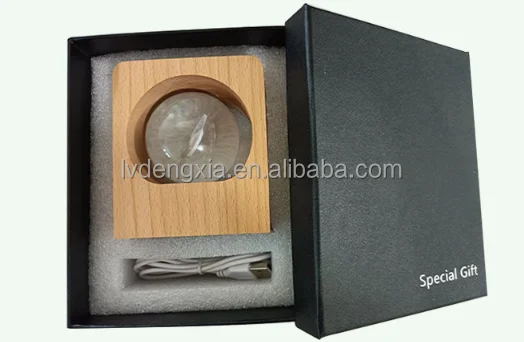 cheap wholesale K9 crystal ball lamp wooden base diy custom 3d led light desk crystal lamp base for home decoration