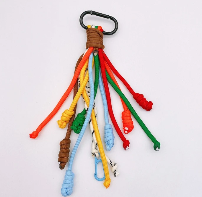 South Korea rainbow color woven rope keychain pendant creative niche bag hanging ornaments