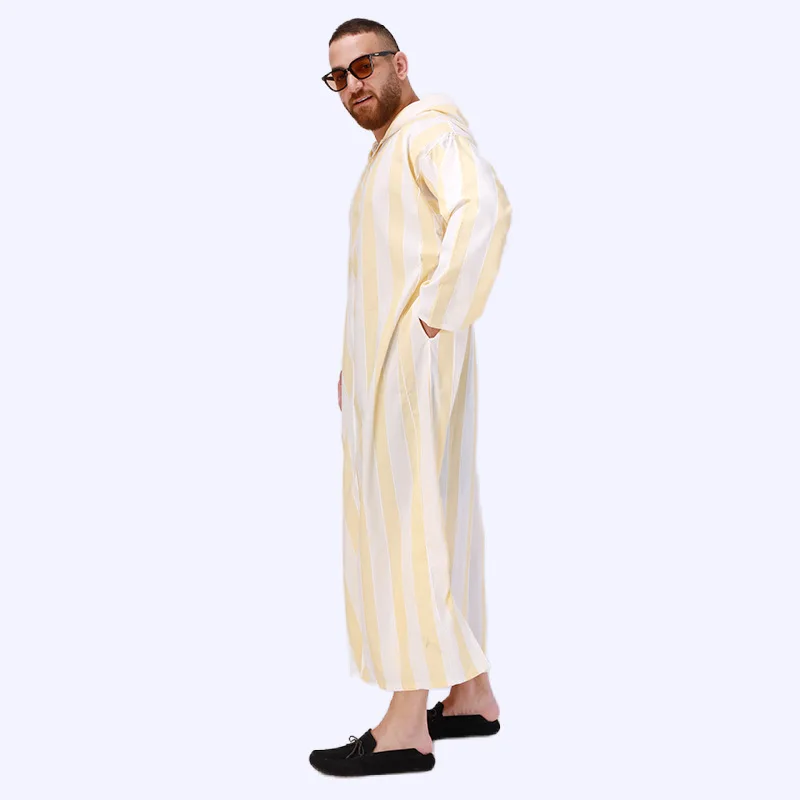 New Muslim long hooded nightgown Middle Eastern ethnic clothing robe for men
