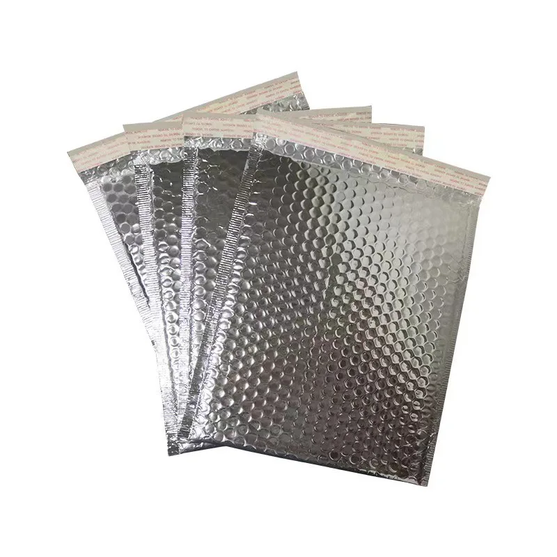 Stock Custom 4x8 6x9 6x10 Biodegradable Compostable Shipping Packaging Holographic Metallic Poly Bubble Mailer Padded Envelope