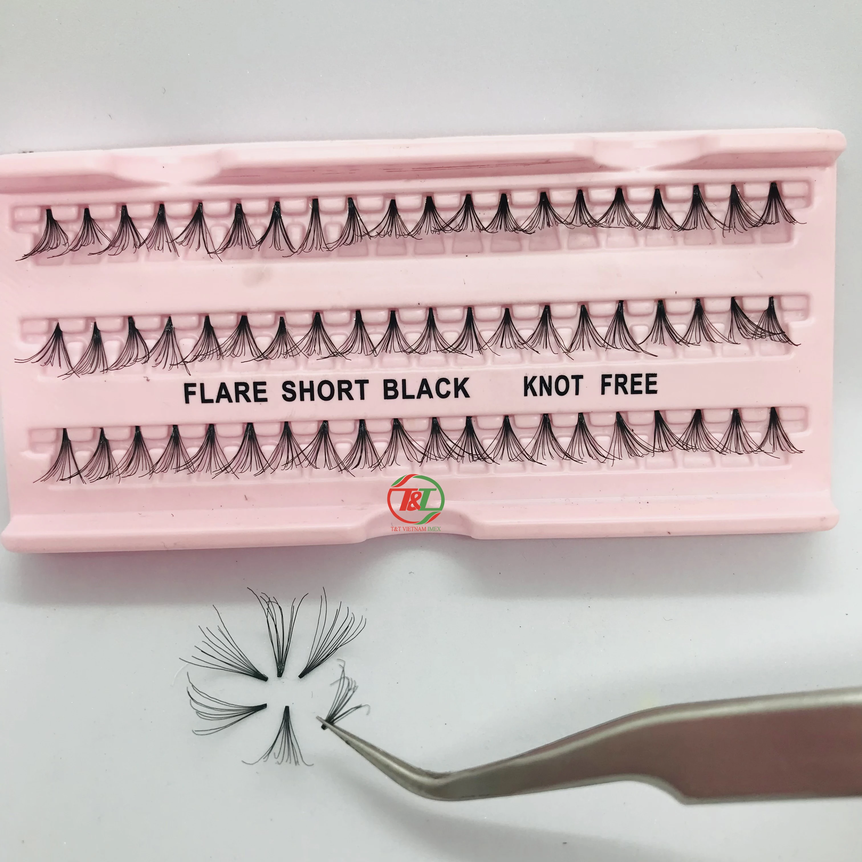 Vietnam wholesale premium quality lash tray eyelashes flare eyelash knot free individual faux eyelashes