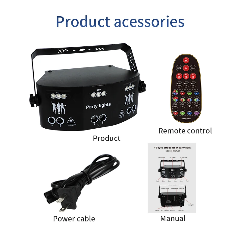 15 Lens Party Light Full RGB Laser Scanner LED Ambient Light With DMX Voice Activated  For Bar Wedding Holiday Decoration