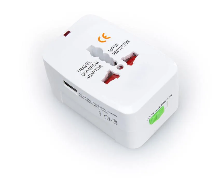 high quality All in one Plug 24v Smart Universal Travel Adapter with 1 USB Travel Adaptor