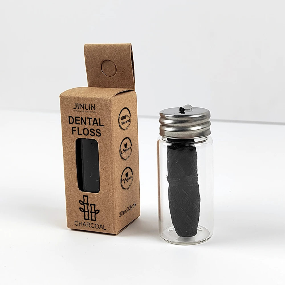 Private Label Custom Printed Wholesale Bulk Super Pick Vegan Bamboo Charcoal Dental Floss Waxed Mint 50m For Oral Care