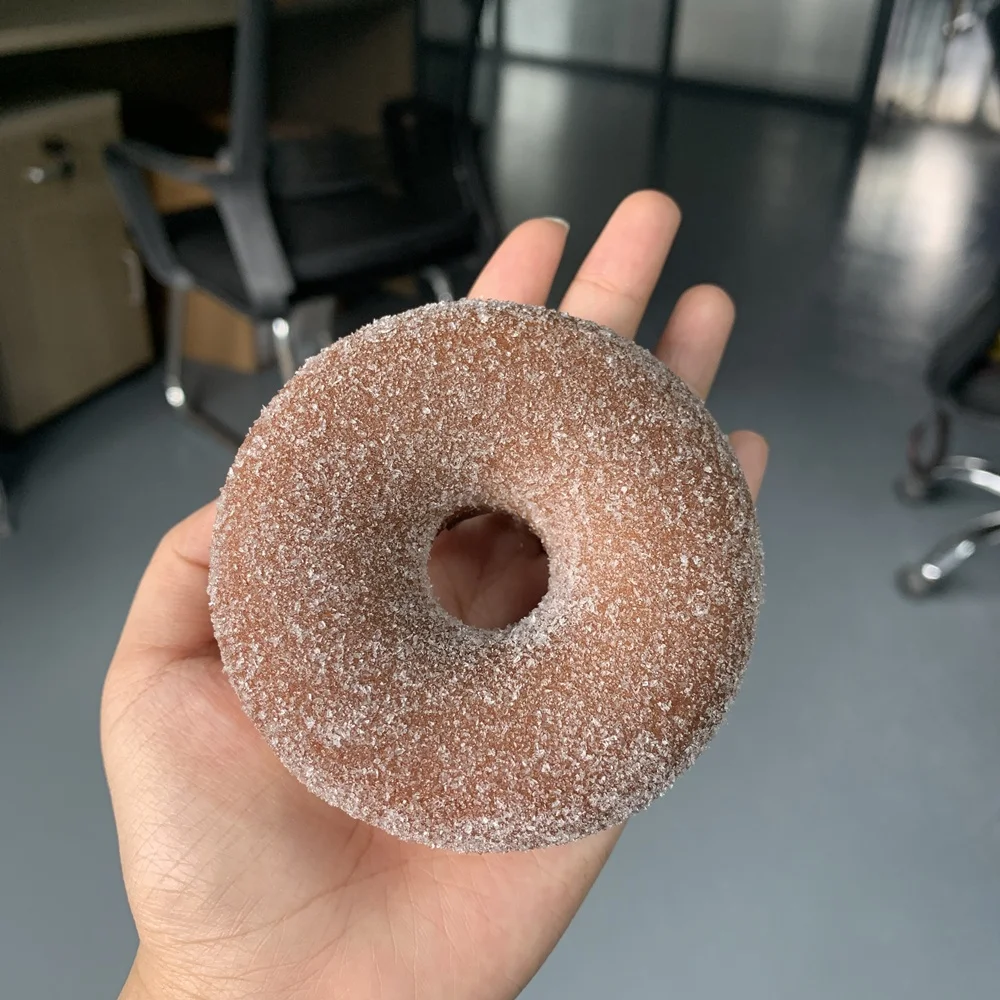 Factory Chocolate Classic Wholesale Faux Food Doughnut with Powdered Sugar Snack Faux Shop DIY Display Advertising Props Scoop