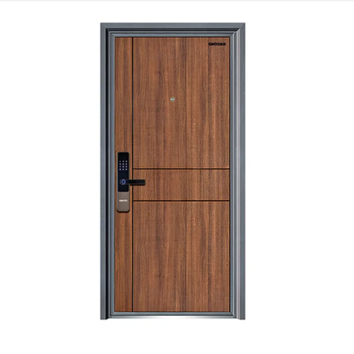 SIMTO Manufacturers Security Main Door Safety Interior Steel Metal Wooden Armored Doors For House