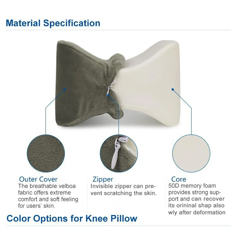 High Quality Cheap Design Custom Logo Orthopedic Relief Memory Foam Knee Leg Pillow