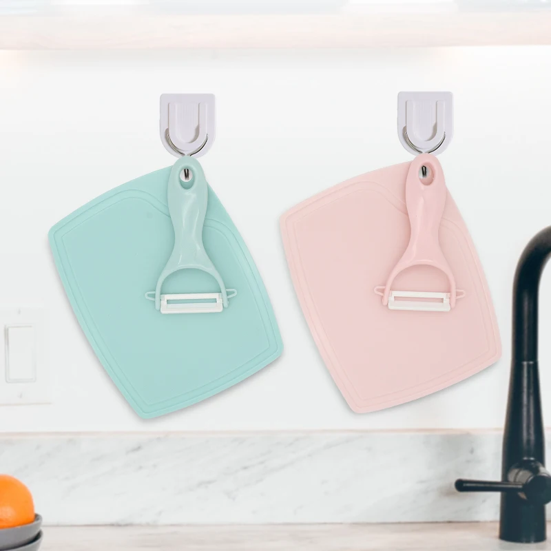 multifunction kitchen scissor suit peeler sharpener plastic handle colorful mini small ceramic fruit knife three-piece set