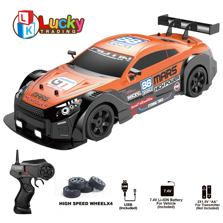 1:16 1:24 Scale RC Drift Car 10MPH 4WD Remote Control Car with LED Light Racing and Drifting Wheels