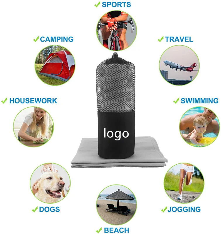 Оптовая продажа, банное полотенце из ультратонкого волокна с напечатанным логотипом на заказ, Пляжное быстросохнущее спортивное полотенце для фитнеса