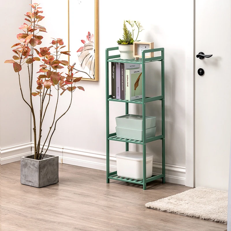 House Decoration Cheap Price Space Saving Living Room Furniture 4 Tier Bamboo  Bookshelf Bookcase