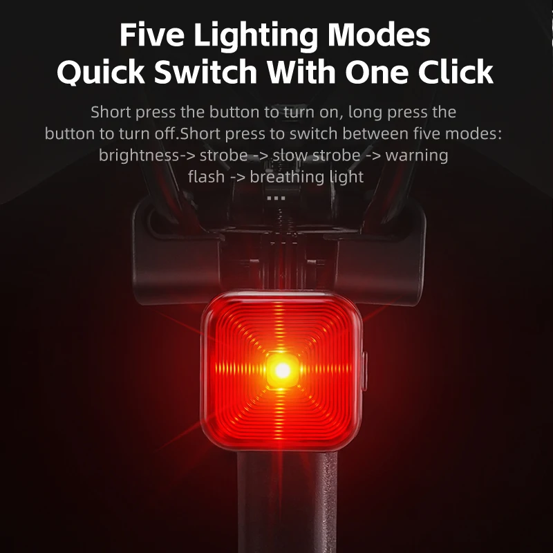 WEST BIKING High-Bright Bicycle Taillight LED Smart Bike Taillight Square Rear Light For Bicycle Bike Accessories