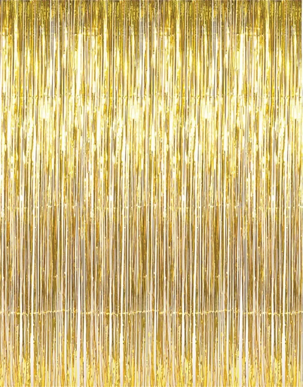 3.2 ft x 9.8 ft Metallic Tinsel Foil Fringe Curtains for Party Photo Backdrop Wedding Decor (Light Pink,Gold,Blue,1 Pack)
