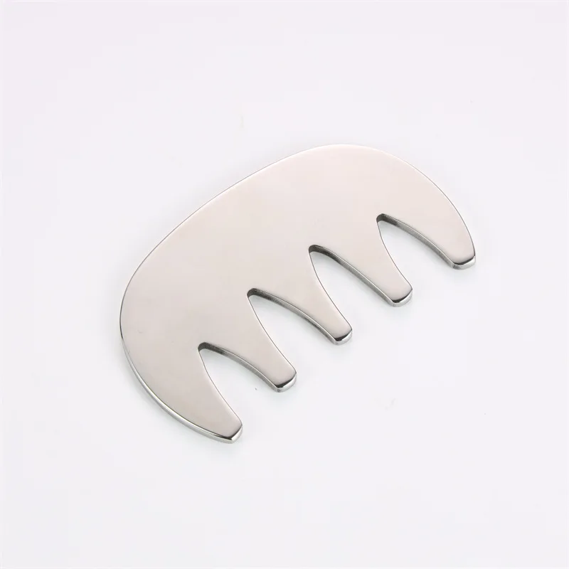 Best Selling Metal Scraping Board Wide Tooth Scalp Stainless Steel Facial Massage Scraping Comb