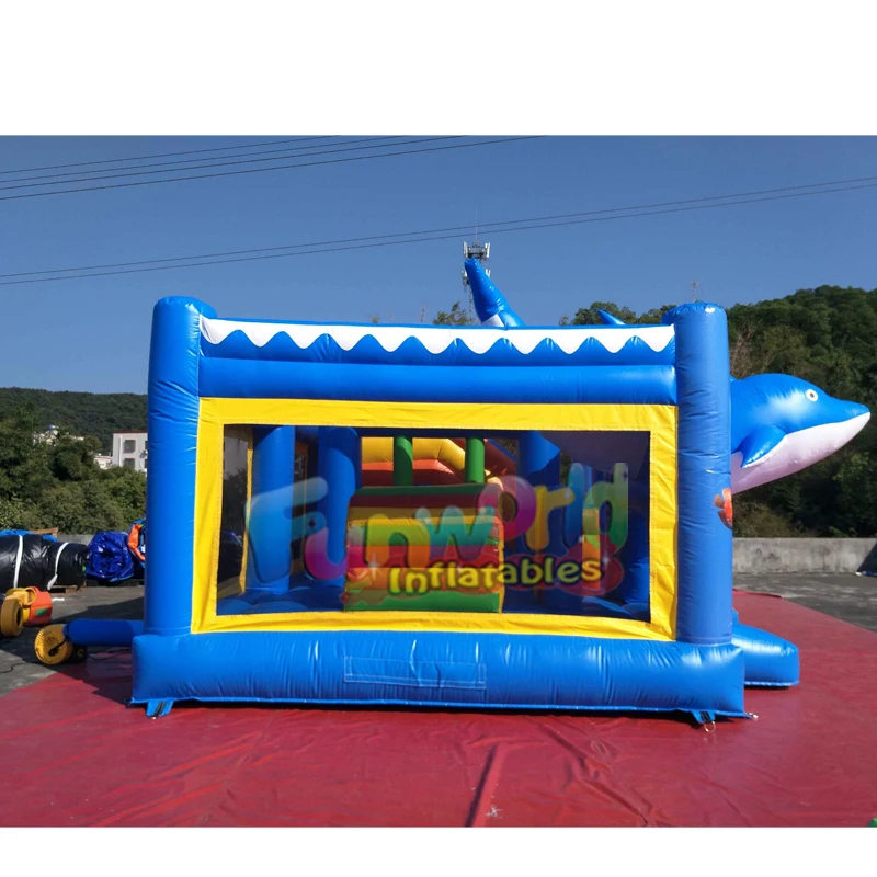 Dolphin bounce house with slide animals inflatable combos inflatable castle slide