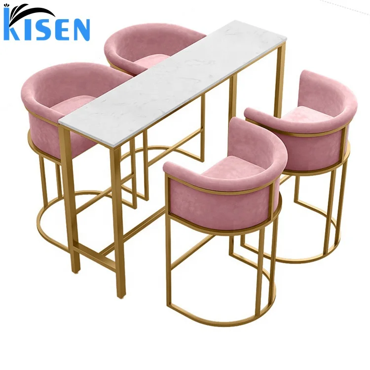 Hot sale 2024 popular high height bar stool master chair green grey black pink color for beauty spa salon manicure table use