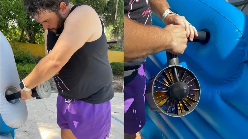 Luxury Floating Pool Lounger motorized water float pool lounger with Beverage Holders