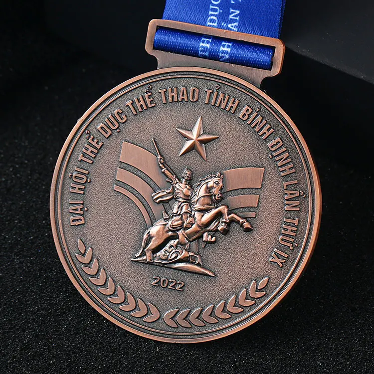Customization design bronze metal Embossed 3D german medals custom running gymnastics logo medal award with ribbon
