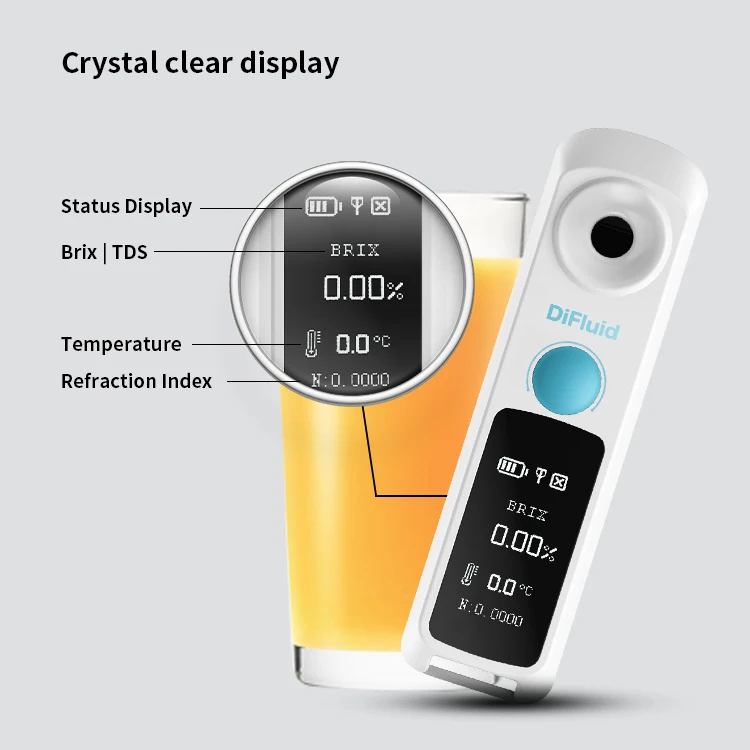 DiFluid Digital Brix Meter Refractometer, 3 in 1-Brix,TDS & Salinity,Sugar Meter Range 55% Accuracy 0.1%