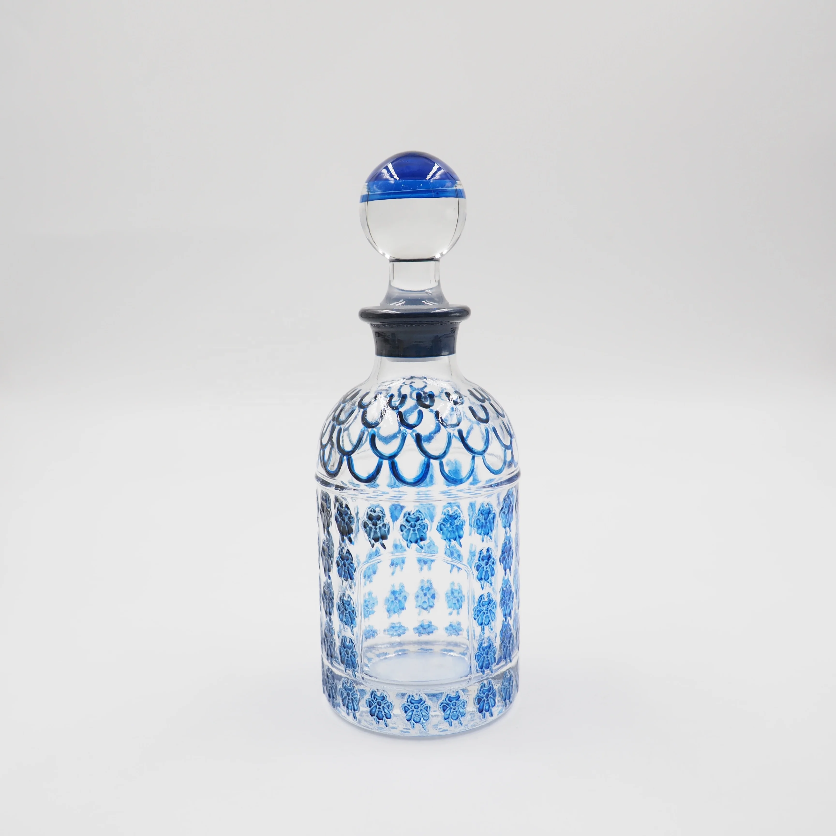 Polished 150ML Hand Painting Display Bee Customized Logo attar bottle Glass Bottle Decanter