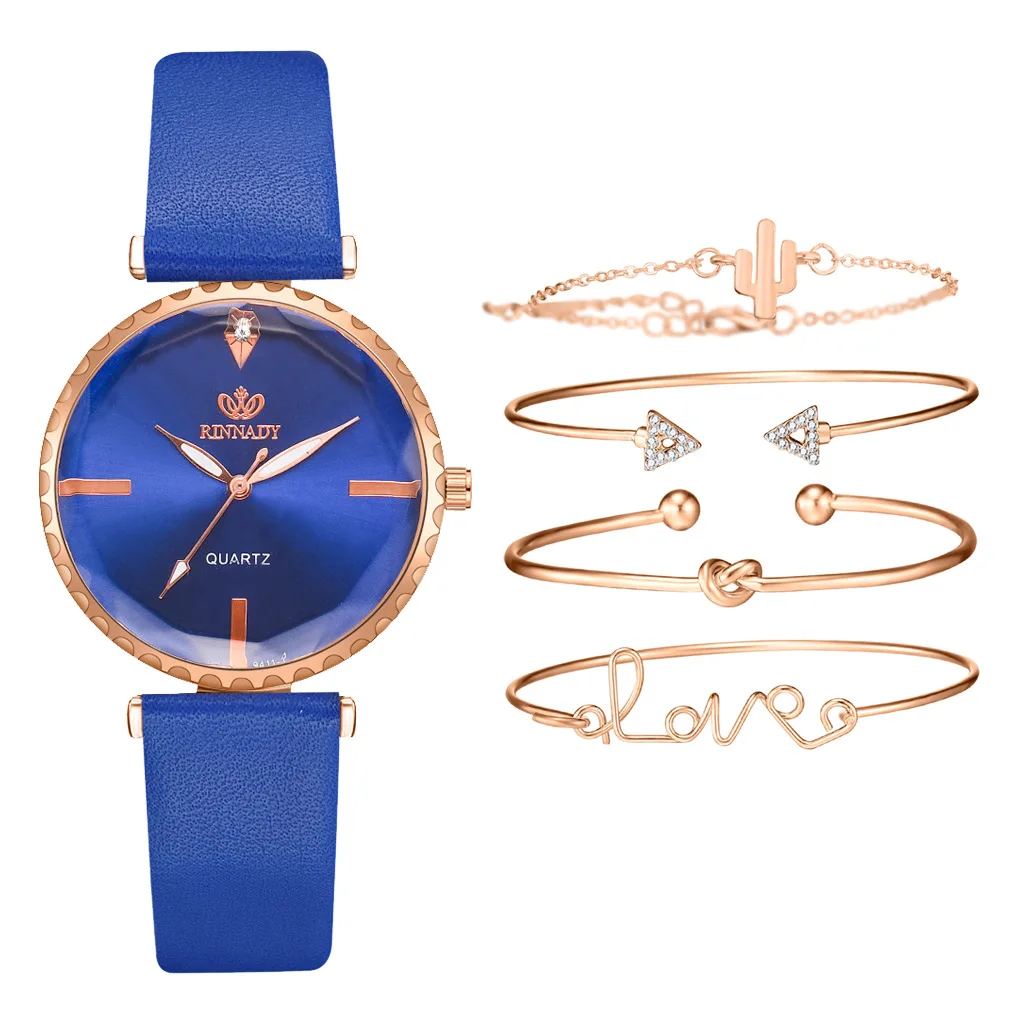 5pcs/set Fashion Women, Mesh Strap Wristwatch Rhinestone Crystal Bracelet Cute Cat Dial Quartz Analog Watch for Girls Friends/