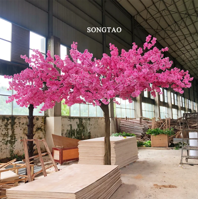 songtao Large Plastic Artificial Cherry Blossom Pink Flowers arch trees  Sakura Tree for wedding garden