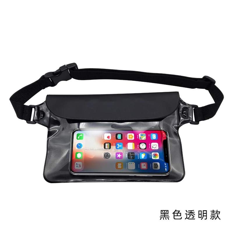 Waterproof Pouch Bag With Adjustable Waist Strap Transparent Screen Touchable Cell Phone Bags For Travel Beach Swimming Boating