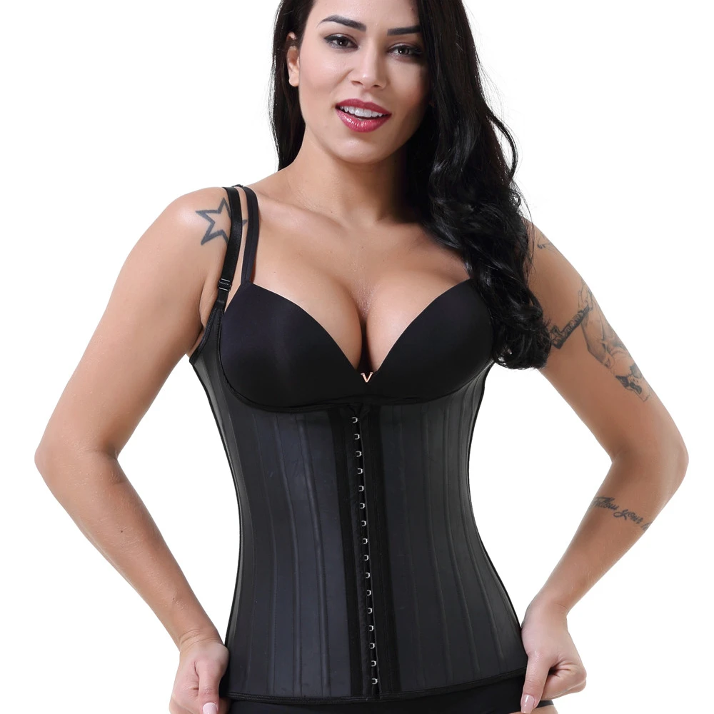Faja Corset 3 hooks Latex Waist Trainer with 25 steel bones XXS-6XL entrenador de cintura colombian shapewear