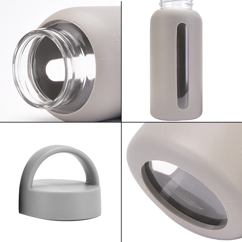 800ml High Borosilicate Running Sport Water Bottles Wide Mouth Glass Drinkware Glass Bottle With Silicone Sleeve Cover