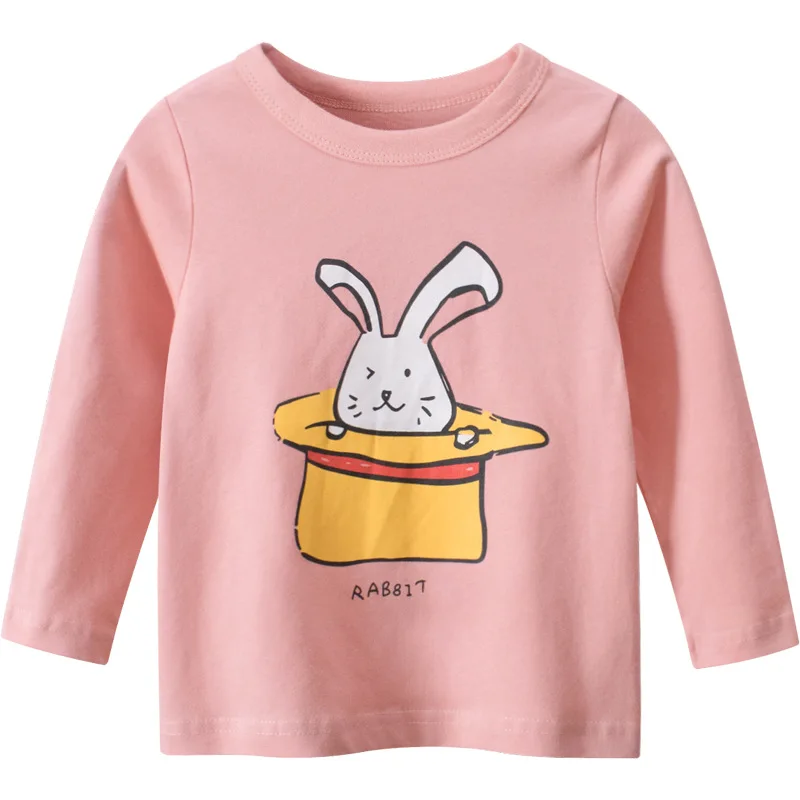 
custom brand children t shirts rabbit printed t-shirt for girls kids wholesale 