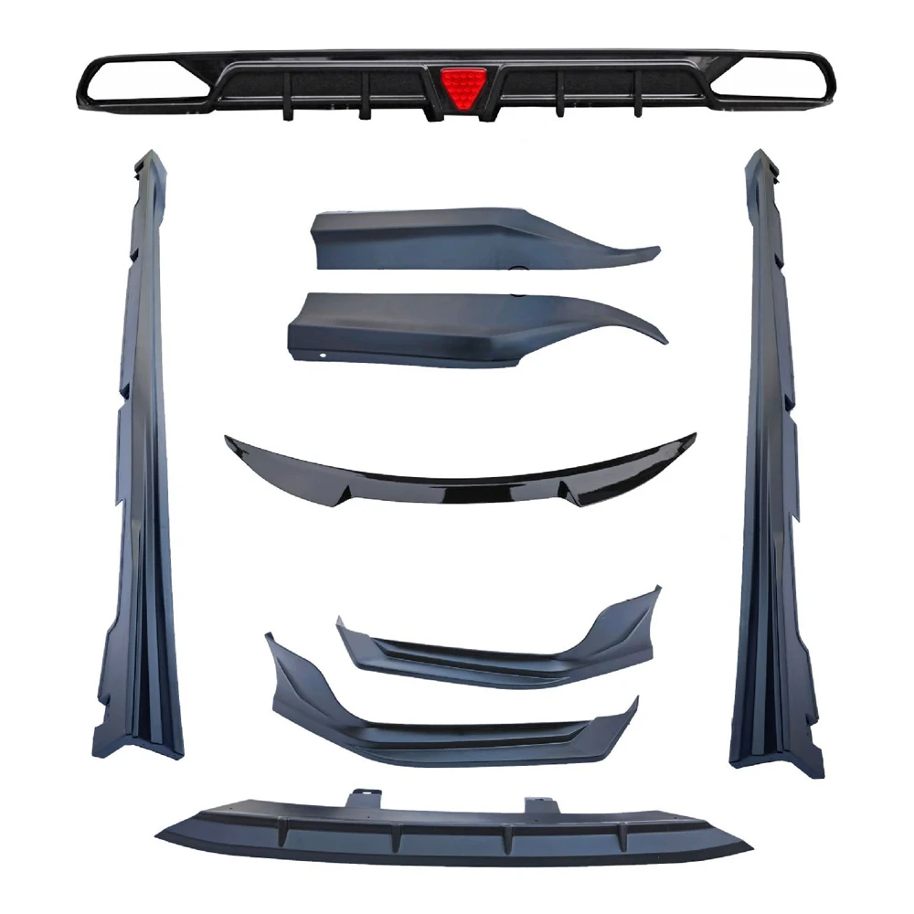 10th 2018-2021 accord glossy black front lip rear diffuser side skirts spoiler SK260 accord aero kits for Honda