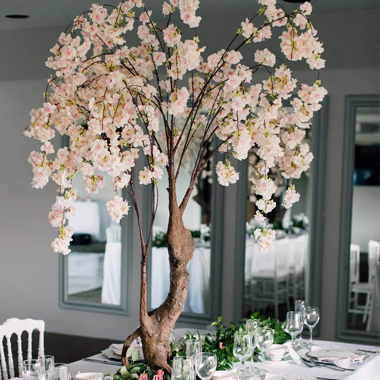 Fiberglass Artificial Flower Pink Cherry Tree Blossoms Plants For Outside Home Decoration