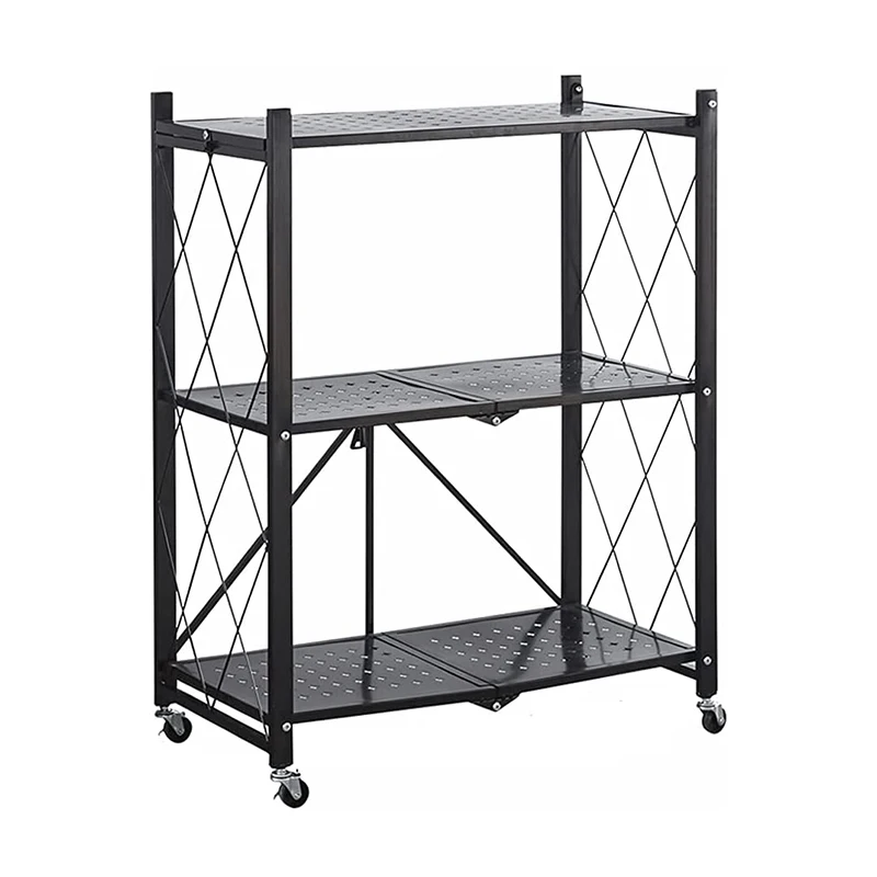 По оптовым ценам от поставщика передвижной шкаф с 3 яруса полки для хранения дома металлические стойки складной стеллажи Складная полка колесами