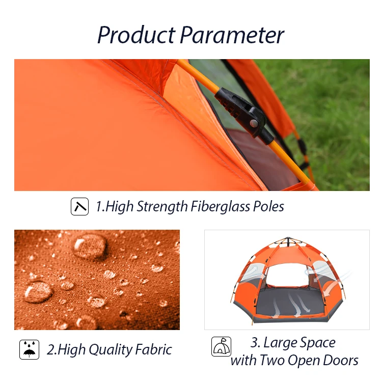 RTS KingGear Waterproof Instant Tents for Camping 3-5 Person Easy Quick Setup Dome Pop up Family Tent