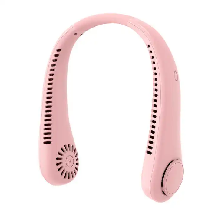 Hot Sale Customized Wearable Usb Rechargeable Leafless Free Bladeless Folding Neck Cooling Fan Sports Portable