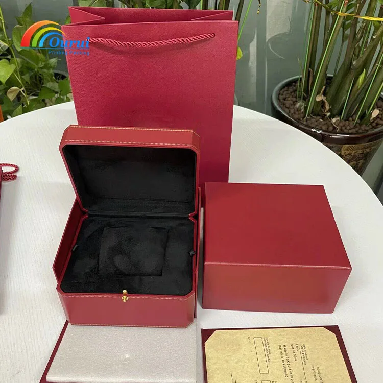 Wholesale custom high-end luxury gift box travel case containing tote bag flip leather red brand watch case