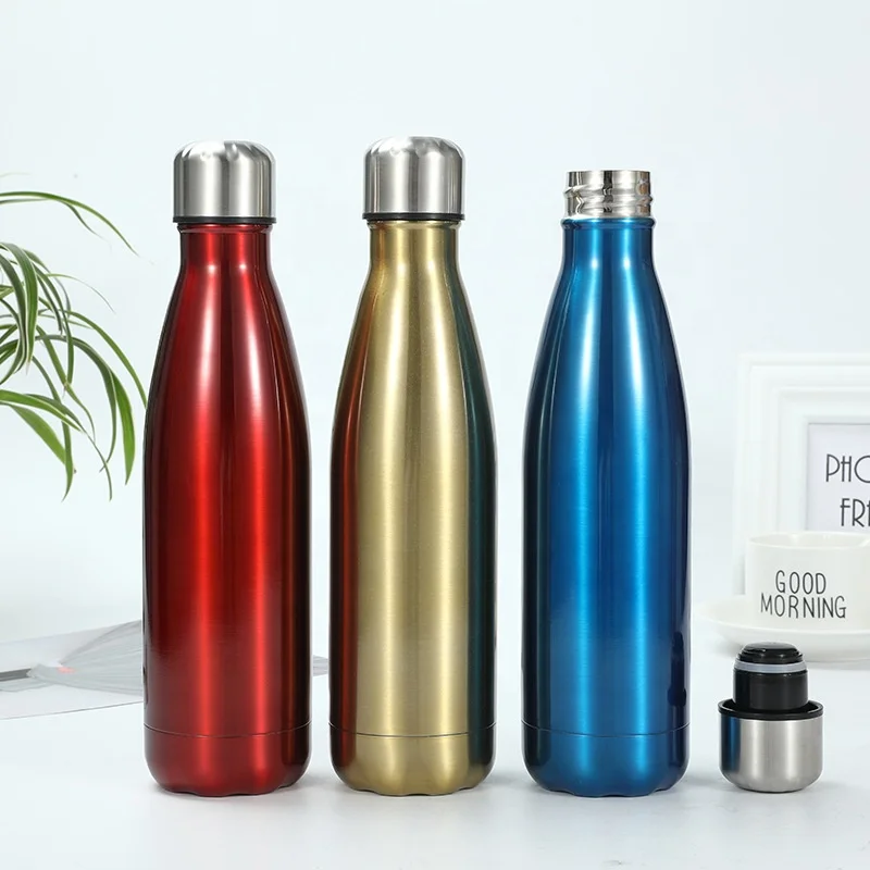 Wholesale Bulk Sublimation Thermoses Glossy Paint Coating 500ml Stainless Steel Cola Shaped Water Bottle Coffee Mug Tumbler Cup